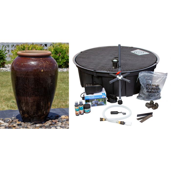 Tuscany FNT40764 Ceramic Triple Vase Complete Fountain Kit Vase Fountain Blue Thumb 