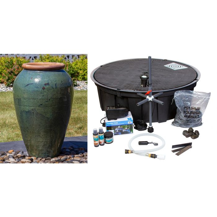 Tuscany FNT40774 Ceramic Triple Vase Complete Fountain Kit Vase Fountain Blue Thumb 