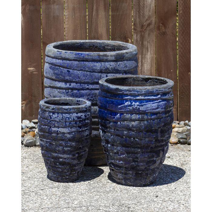One of a Kind FNT40613 Ceramic Triple Vase Complete Fountain Kit Vase Fountain Blue Thumb 