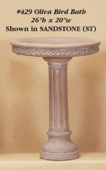 Olivia Bird Bath Cast Stone Outdoor Asian Collection BirdBath Tuscan 