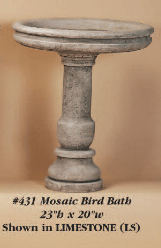 Mosaic Bird Bath Cast Stone Outdoor Asian Collection BirdBath Tuscan 