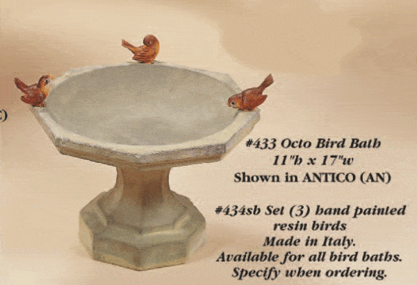 Octo Bird Bath Cast Stone Outdoor Asian Collection BirdBath Tuscan 