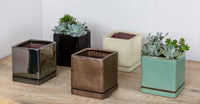 Thumbnail for Campania International Glazed Pottery I/O Series Tall Cube-(S/6) Urn/Planter Campania International Seafoam 