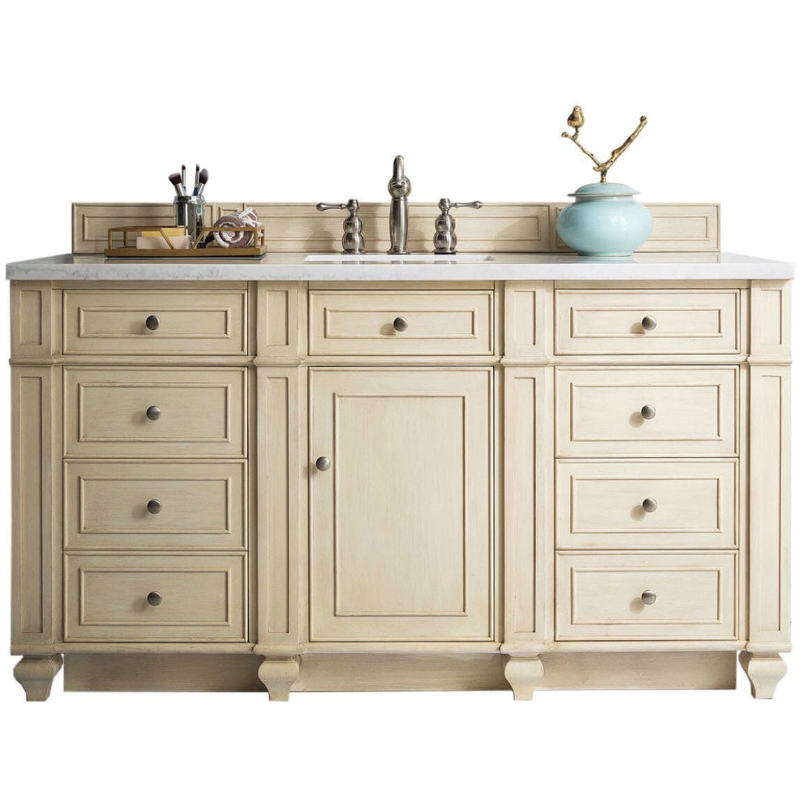 James Martin Bristol 60" Single Vanity Vanity James Martin Vintage Vanilla w/ 3 CM Arctic Fall Solid Surface Top 