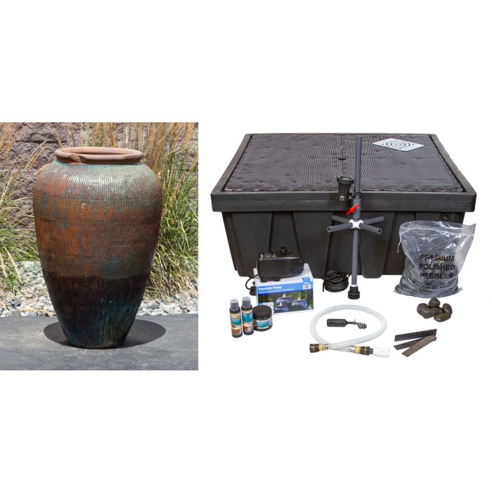 Tuscany FNT50077 Ceramic Triple Vase Complete Fountain Kit Vase Fountain Blue Thumb 