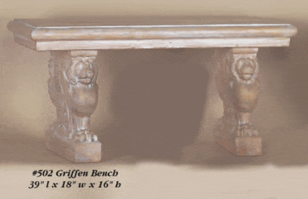 Griffen Bench Cast Stone Outdoor Asian Collection Statues Collection Tuscan 