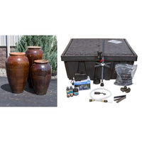 Thumbnail for Tuscany FNT50300 Ceramic Triple Vase Complete Fountain Kit Vase Fountain Blue Thumb 