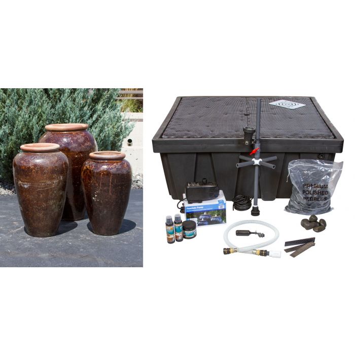 Tuscany FNT50311 Ceramic Triple Vase Complete Fountain Kit Vase Fountain Blue Thumb 