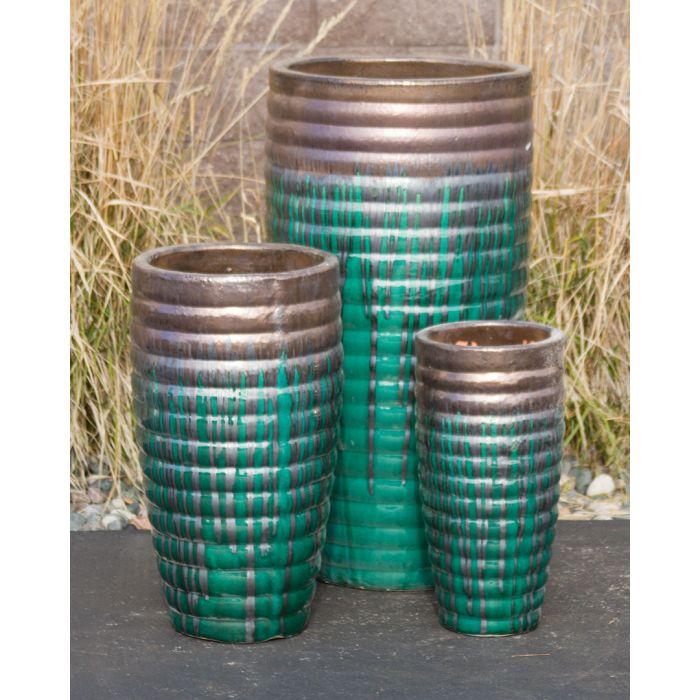 Genova FNT50354 Ceramic Triple Vase Complete Fountain Kit Vase Fountain Blue Thumb 