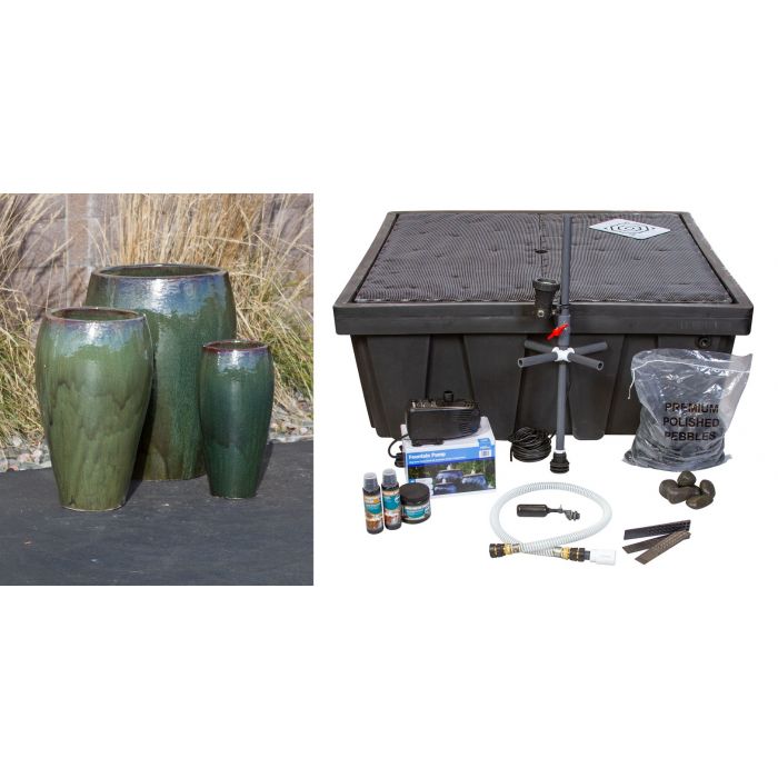 Tivoli FNT50359 Ceramic Triple Vase Complete Fountain Kit Vase Fountain Blue Thumb 