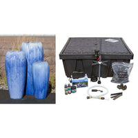 Thumbnail for Tivoli FNT50365 Ceramic Triple Vase Complete Fountain Kit Vase Fountain Blue Thumb 