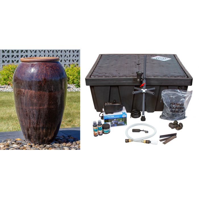 Tuscany FNT50478 Ceramic Triple Vase Complete Fountain Kit Vase Fountain Blue Thumb 
