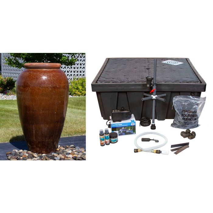 Tuscany FNT50480 Ceramic Triple Vase Complete Fountain Kit Vase Fountain Blue Thumb 