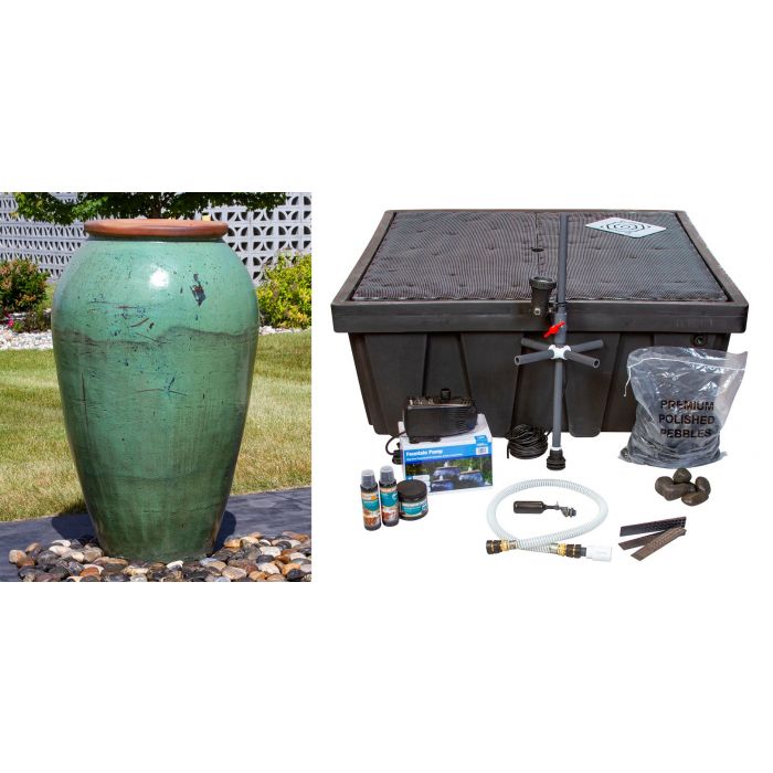 Tuscany FNT50484 Ceramic Triple Vase Complete Fountain Kit Vase Fountain Blue Thumb 