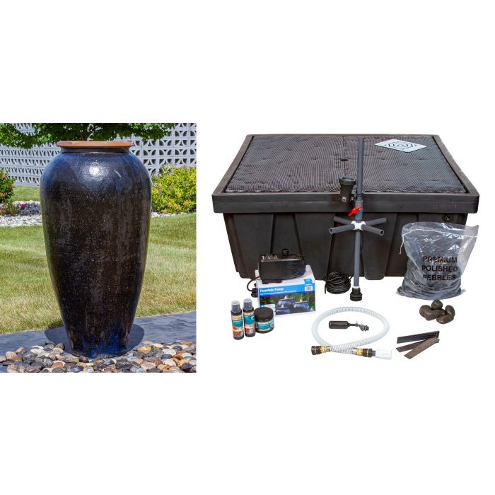 Tuscany FNT50487 Ceramic Triple Vase Complete Fountain Kit Vase Fountain Blue Thumb 