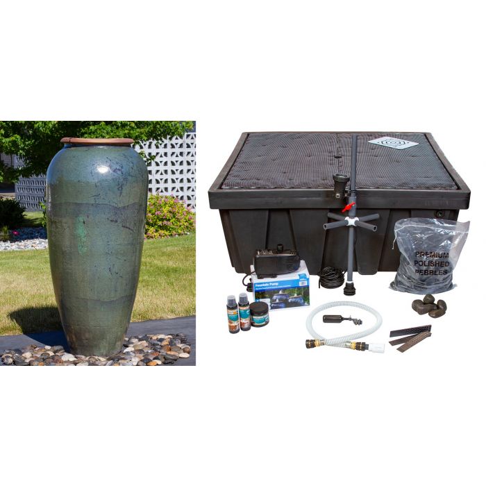 Tuscany FNT50494 Ceramic Triple Vase Complete Fountain Kit Vase Fountain Blue Thumb 
