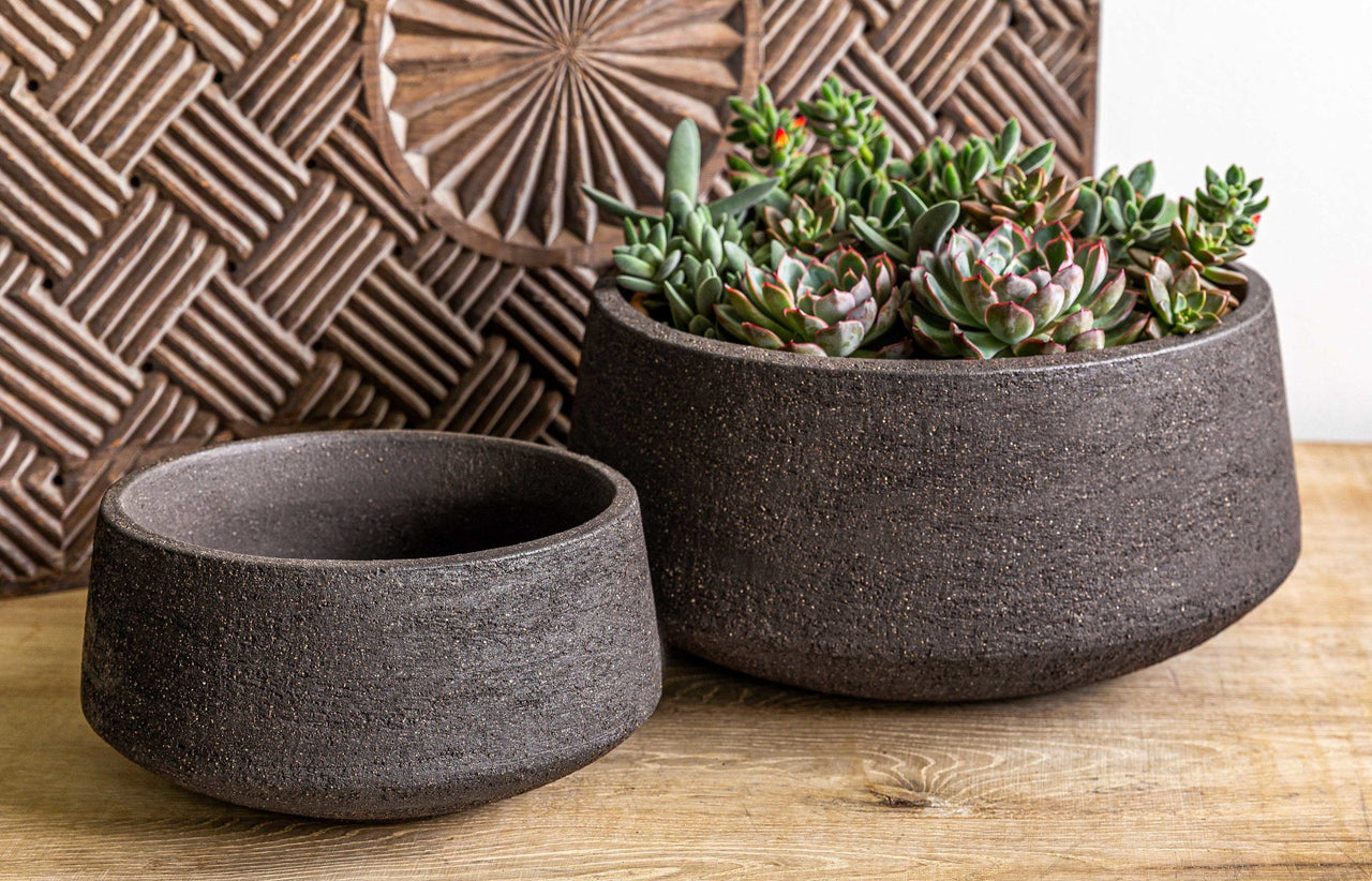 Campania International Glazed Pottery Scandia Planter - S/2 Urn/Planter Campania International Peat 