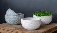 Thumbnail for Campania International Scalloped Bowl - Grey and Eggshell Mix - S/8 Urn/Planter Campania International 