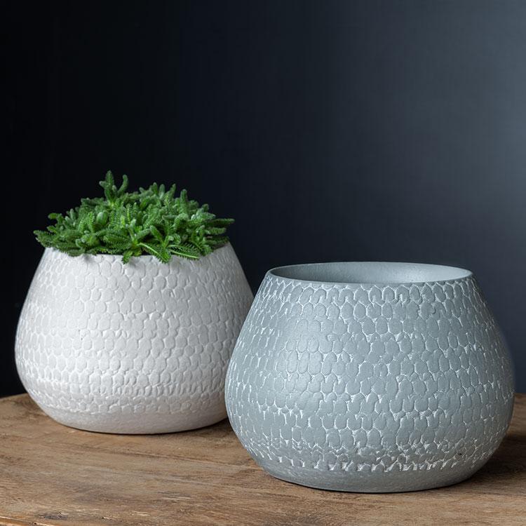 Campania International Scalloped Planter - Grey and Eggshell Mix - S/8 Urn/Planter Campania International 