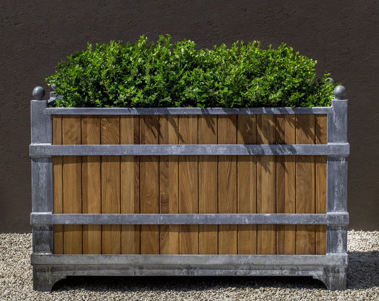 Campania International Zinc coated Steel with Oak Manoir Oak Rectangle planter Urn/Planter Campania International 