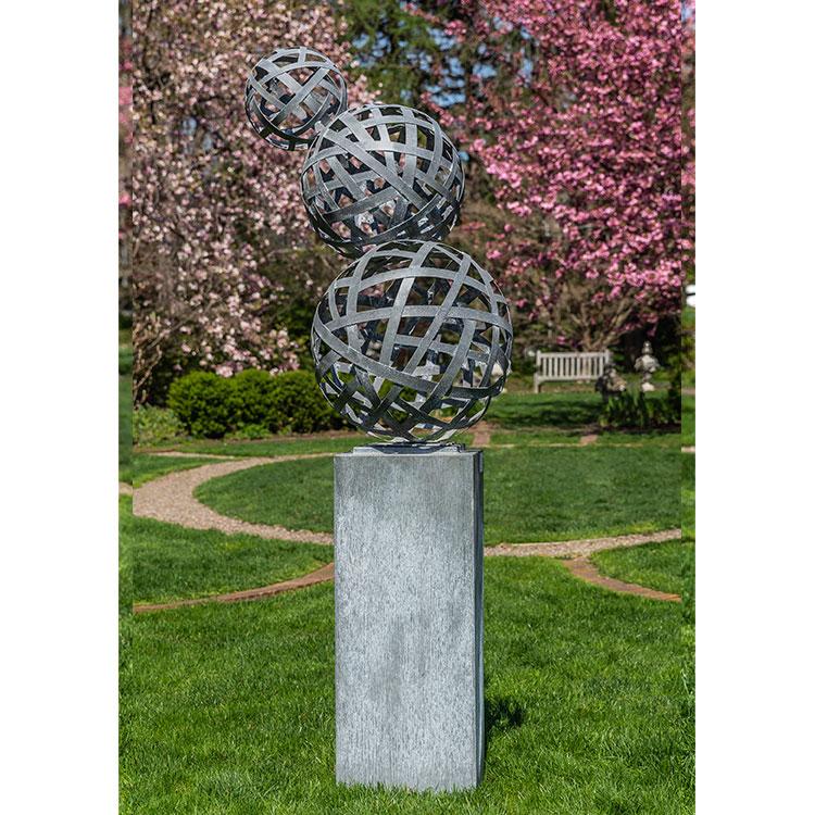 Campania International Zinc Floating Spheres with Column Statuary Statuary Campania International 