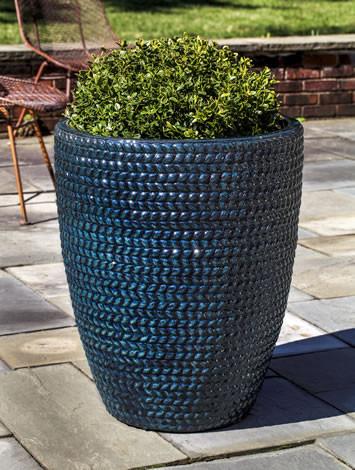 Campania International Glazed Terra cotta Tall Sisal Weave Planter Urn/Planter Campania International 