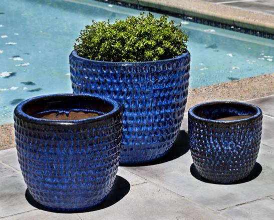 Campania International Glazed Terra cotta Dimple Glaze Planter Urn/Planter Campania International 