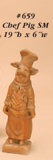 Chef Pig Small Cast Stone Outdoor Asian Collection Statues Tuscan 
