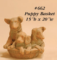 Thumbnail for Puppy Basket Cast Stone Outdoor Asian Collection Statues Tuscan 