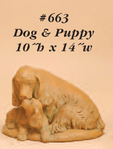 Dog and Puppy Cast Stone Outdoor Asian Collection Statues Tuscan 