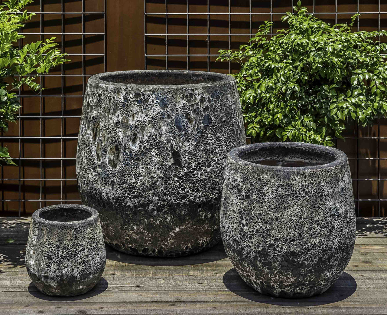 Campania International Glazed Pottery Baleares Planter - S/3 Urn/Planter Campania International Fossil Grey 