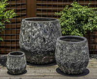 Thumbnail for Campania International Glazed Pottery Baleares Planter - S/3 Urn/Planter Campania International Fossil Grey 