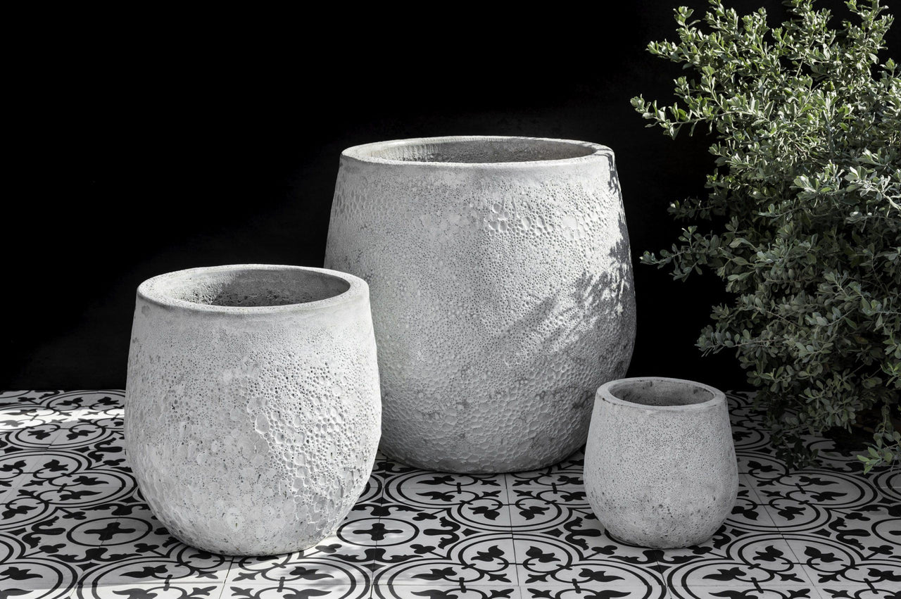 Campania International Glazed Pottery Baleares Planter - S/3 Urn/Planter Campania International White 