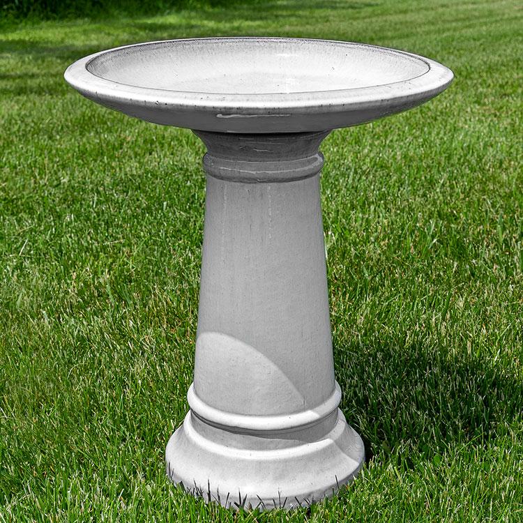 Campania International Glazed Pottery Birdbath - S/1 BirdBath Campania International Antique White 