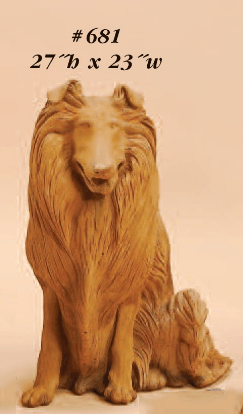 Collie Sitting Cast Stone Outdoor Asian Collection Statues Tuscan 