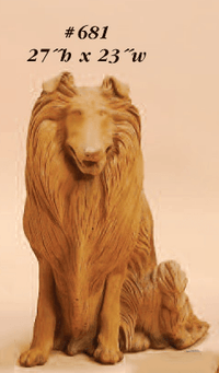 Thumbnail for Collie Sitting Cast Stone Outdoor Asian Collection Statues Tuscan 