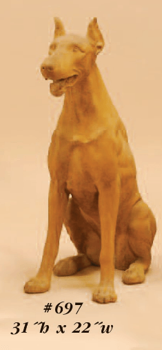 Doberman Sitting Cast Stone Outdoor Asian Collection Statues Tuscan 