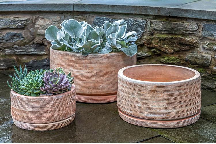 Campania International Sgraffito Planter Planter Campania International Terra Cotta Low 