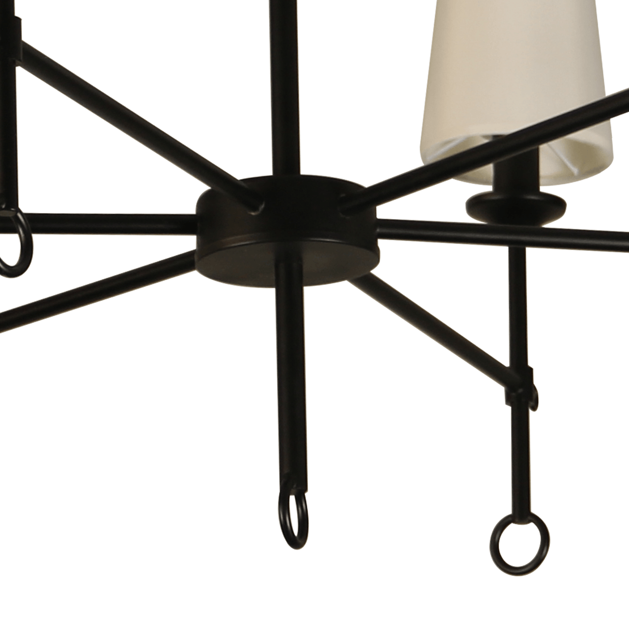 Angya 6-Shade Chandelier Light | Bamboo Lampshades and Matte Black Steel Supports | Fixed 19” Center Rod | Dining Room, Foyer, Entryway Décor Chandeliers Canyon Home 