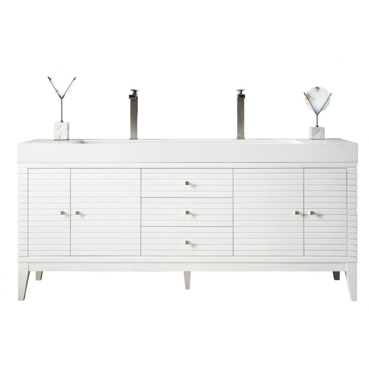 James Martin Linear 72" Double Vanity Vanity James Martin Glossy White w/ Glossy White Composite Top 