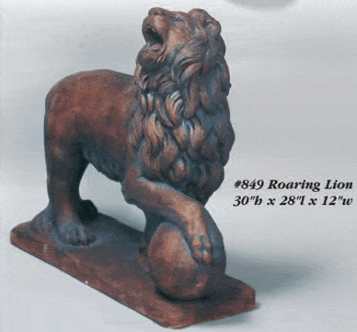 Roaring Lion Cast Stone Outdoor Asian Collection Statues Tuscan 