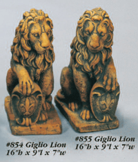 Thumbnail for Giglio Lion Cast Stone Outdoor Asian Collection Statues Tuscan 