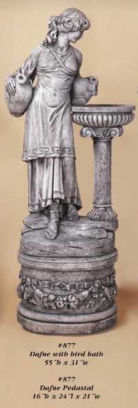 Thumbnail for Dafne with Bird Bath Cast Stone Outdoor Asian Collection Statues Tuscan 