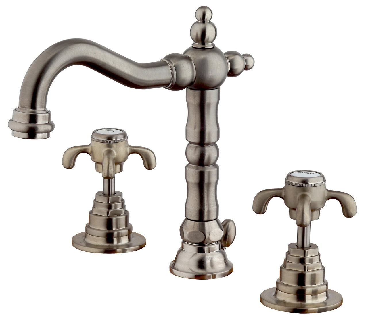 Latoscana Ornellaia Widespread Lavatory with Cross Handles In A Brushed Nickel touch on bathroom sink faucets Latoscana 