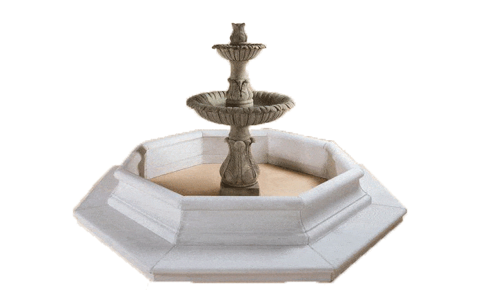Calanthia Two Tier Fountain W/ Lotus Finial For Pond Fountain Tuscan 