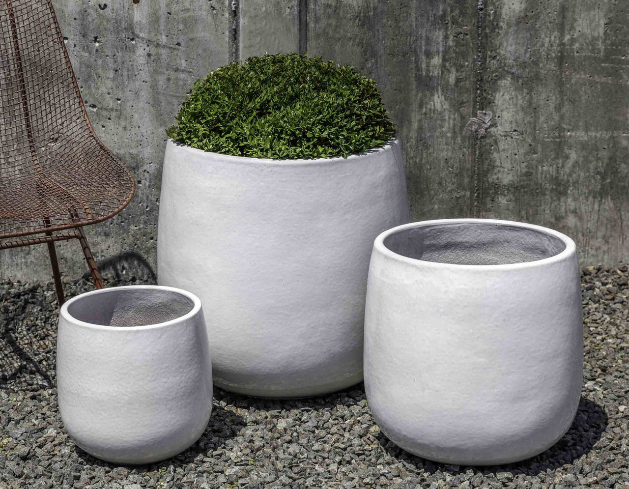 Campania International Glazed Pottery Potrero Planter - (S/3) Urn/Planter Campania International White 