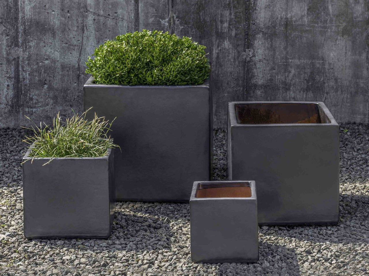Campania International Glazed Pottery Hancock Planter - (S/4) Urn/Planter Campania International Metal Grey 