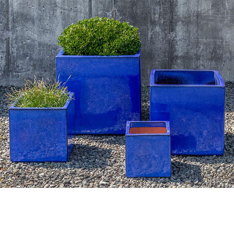 Campania International Glazed Pottery Hancock Planter - (S/4) Urn/Planter Campania International Riviera Blue 