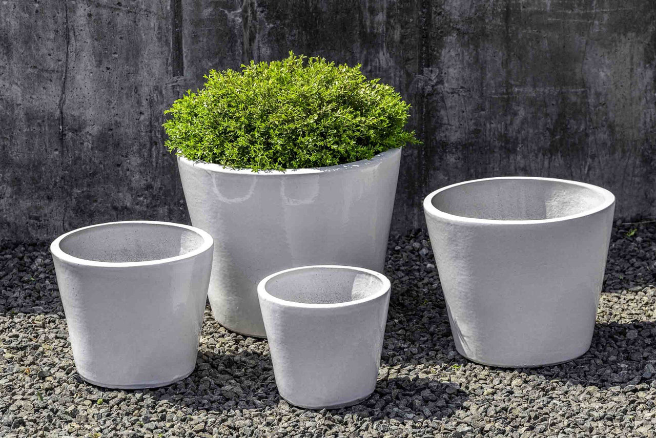 Campania International Glazed Pottery Portale Planter - (S/4) Urn/Planter Campania International White 