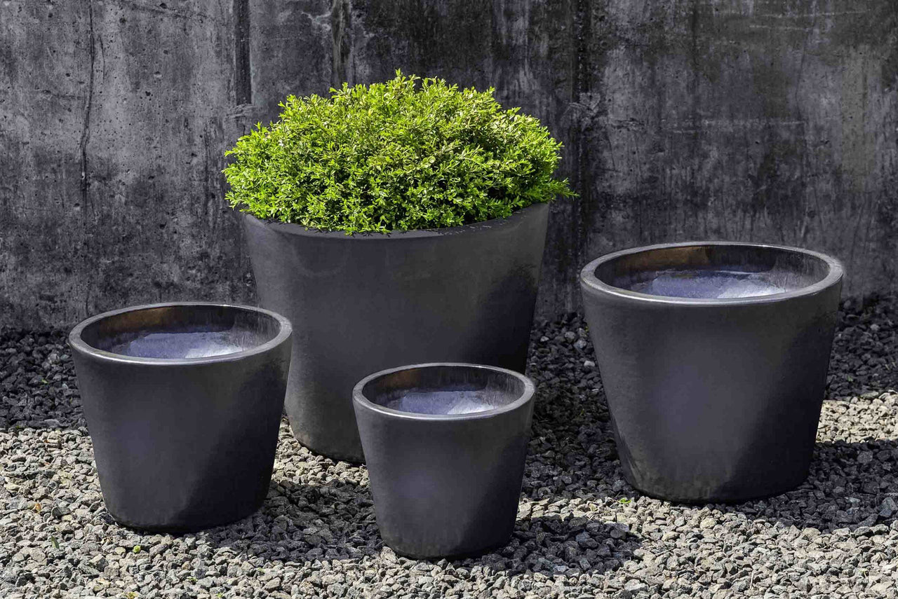 Campania International Glazed Pottery Portale Planter - (S/4) Urn/Planter Campania International Metal Grey 
